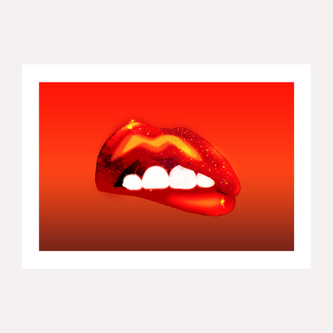 GALACTIC KISS - RED - A4 ART PRINT