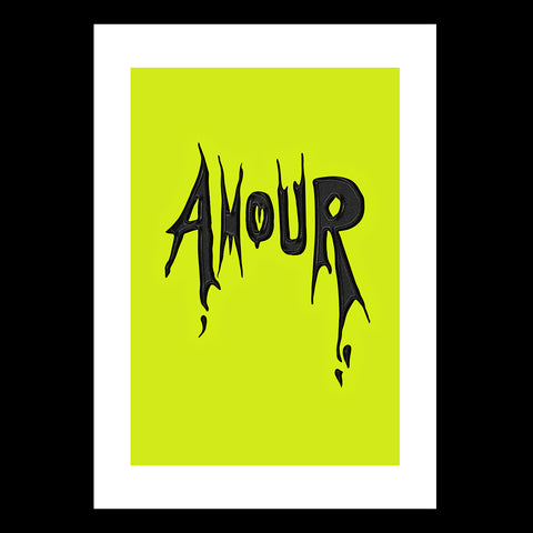 "AMOUR" A3 – Acid Green - Amour / Modern Love Poster /  Graphic Wall Art / Neon Art / Punk Style / Boudoir Art
