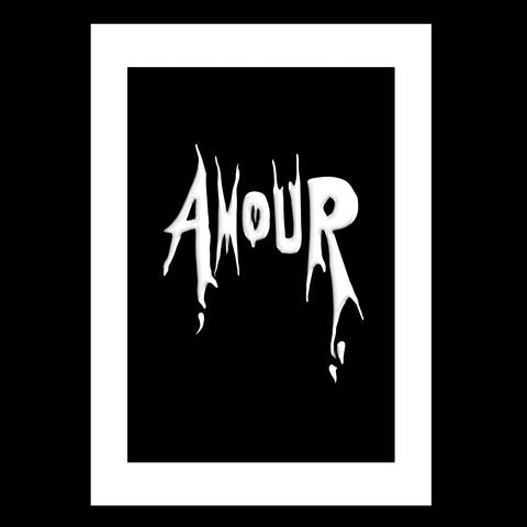 "AMOUR" A3 – Noir / B&W / Luxe Amour / Modern Love Poster /  Graphic Wall Art / Neon Art / Punk Style / Boudoir Art / Rock n Roll