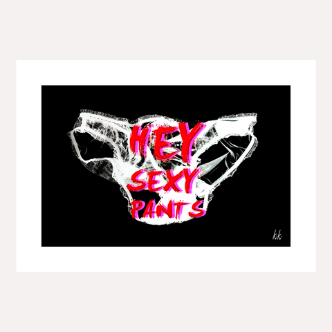 "HEY, SEXY PANTS" - Luxury, gallery quality A4 art print.